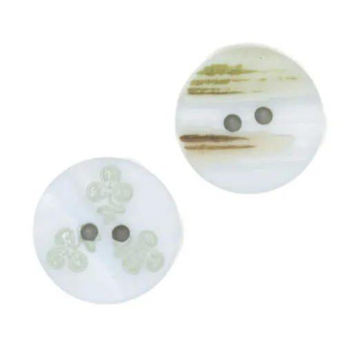 Perlmuttknopf Natur Creme/Natur 2-Loch – PL-48-CREME-GRÜN