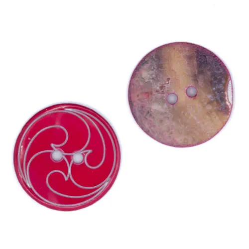 Perlmuttknopf Natur Rot 2-Loch – PL-2-ROT