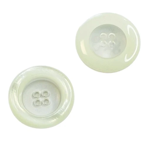 Perlmuttimitatknopf Weiß/Transparent 4-Loch – PLI-15-weiss-trans