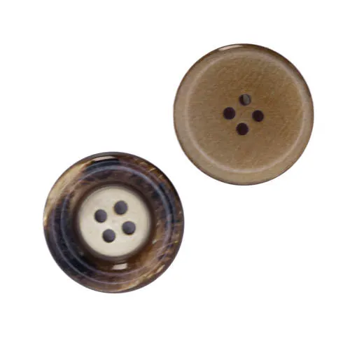 Perlmuttimitatknopf Braun/Goldfarben 4-Loch – PLI-15-GOLD-BRAUN