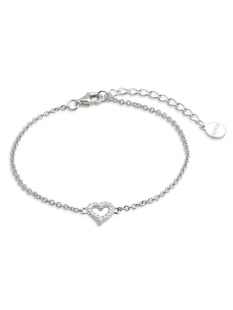 Xenox Damen Armband mit Zirkonia Herz Charm Silber XS3413N