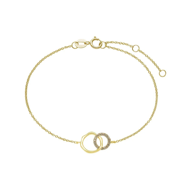 Xenox Damen Armband mit rundem Diamant Anhänger Gold XG4440G