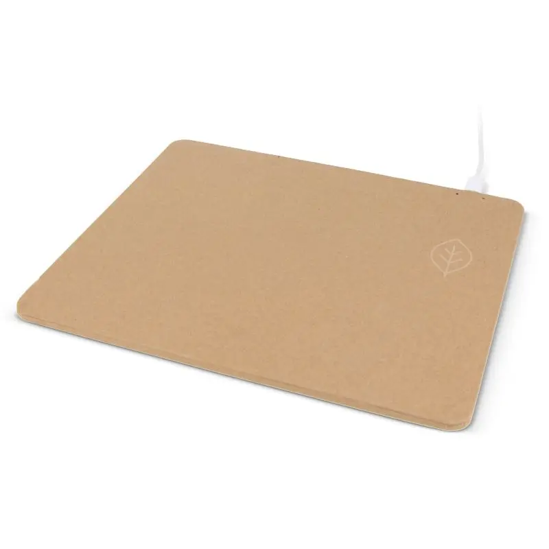 Öko-Mousepad mit Wireless Charger aus Recyclingpapier in Naturfarbe – Nachhaltig & Praktisch