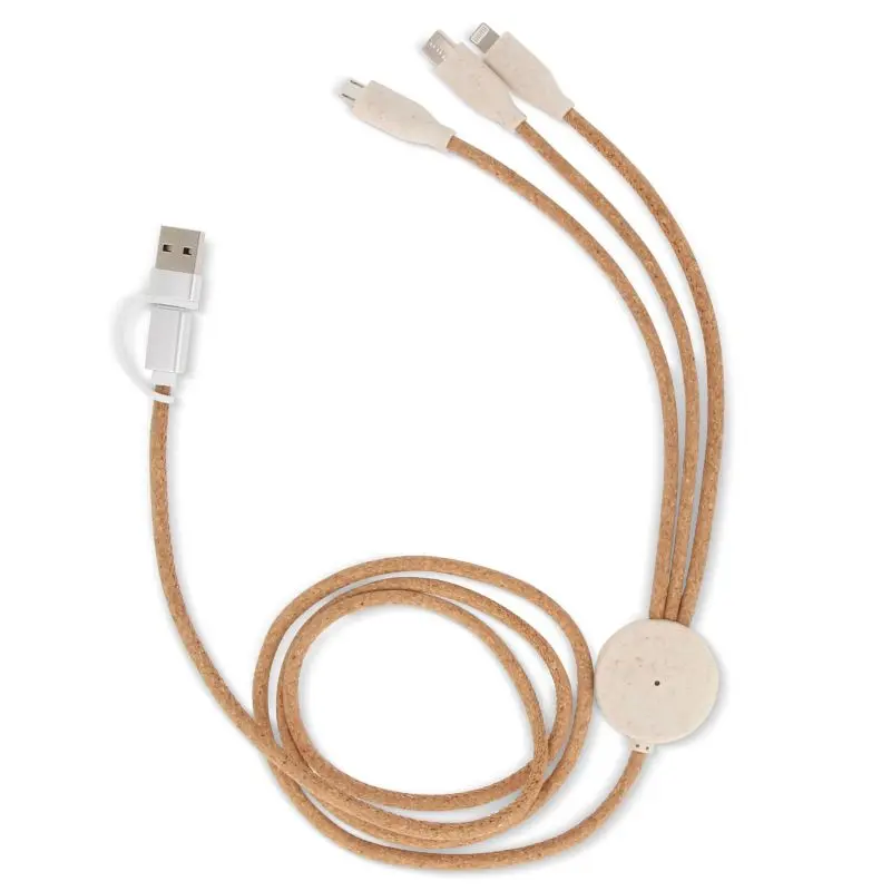 FSC Kork 3-in-1 PD Schnellladekabel - Naturfarben