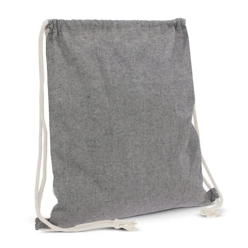 Kordelzugbeutel aus recycelter Baumwolle OEKO-TEX 140g/m² 35x45cm - grau, nachhaltig und robust