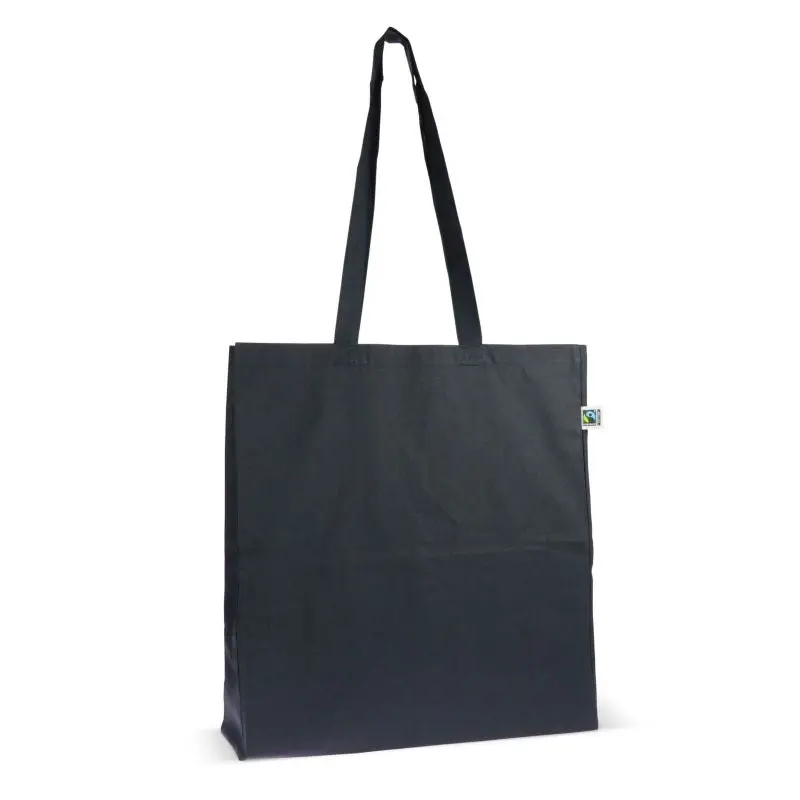 Fairtrade Tragetasche mit langen Henkeln und Bodenfalte 140 g/m² - Dunkelblau