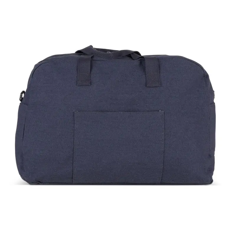 Dunkelblaue Reisetasche aus recyceltem Canvas-Stoff, Nachhaltig und Stilvoll für Reisen