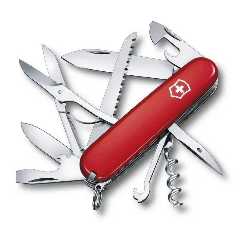 HUNTSMAN Schweizer Taschenmesser: Rot, Vielseitig, Robustes Werkzeug für Outdoor und Alltag