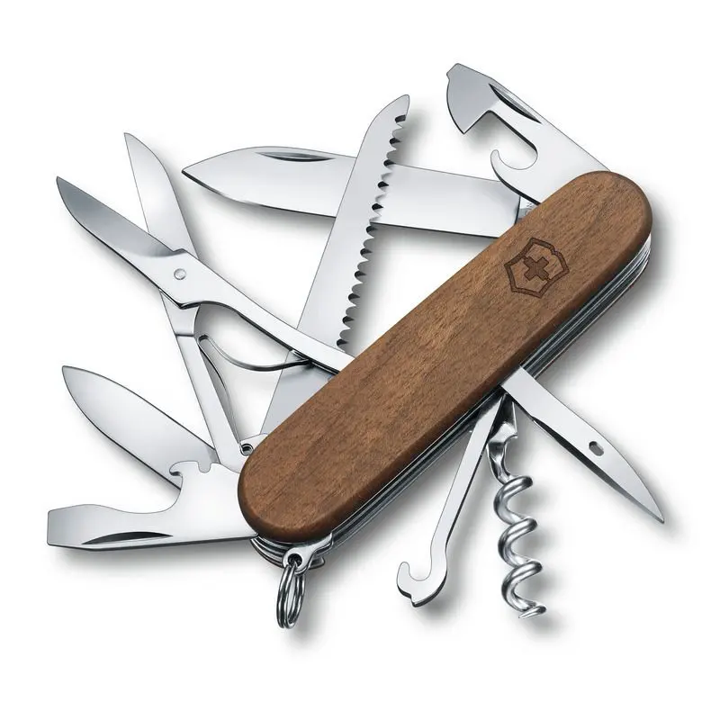 HUNTSMAN WOOD Schweizer Taschenmesser: Holzgriff, Multifunktional, Robust für Outdoor-Abenteuer