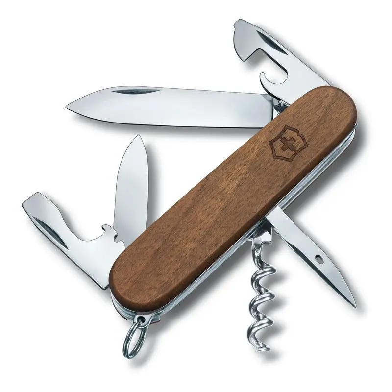 SPARTAN WOOD Schweizer Taschenmesser: Holzgriff, Vielseitig, Robust für Alltag und Outdoor