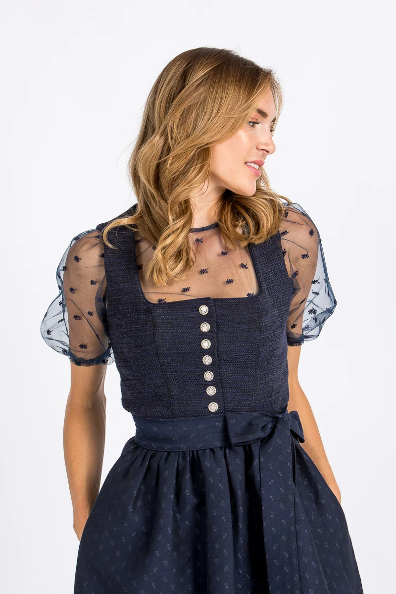 Wenger Dirndlbluse Isabella Bestickt Marine