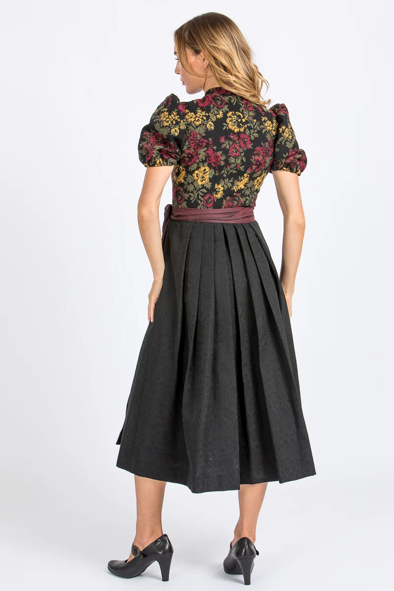 Almliebe Ärmeldirndl Therese bordeaux geblümt