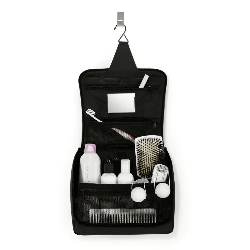 Toiletbag XL in Schwarz - Geräumig & Stilvoll für Reisen, 100 Zeichen