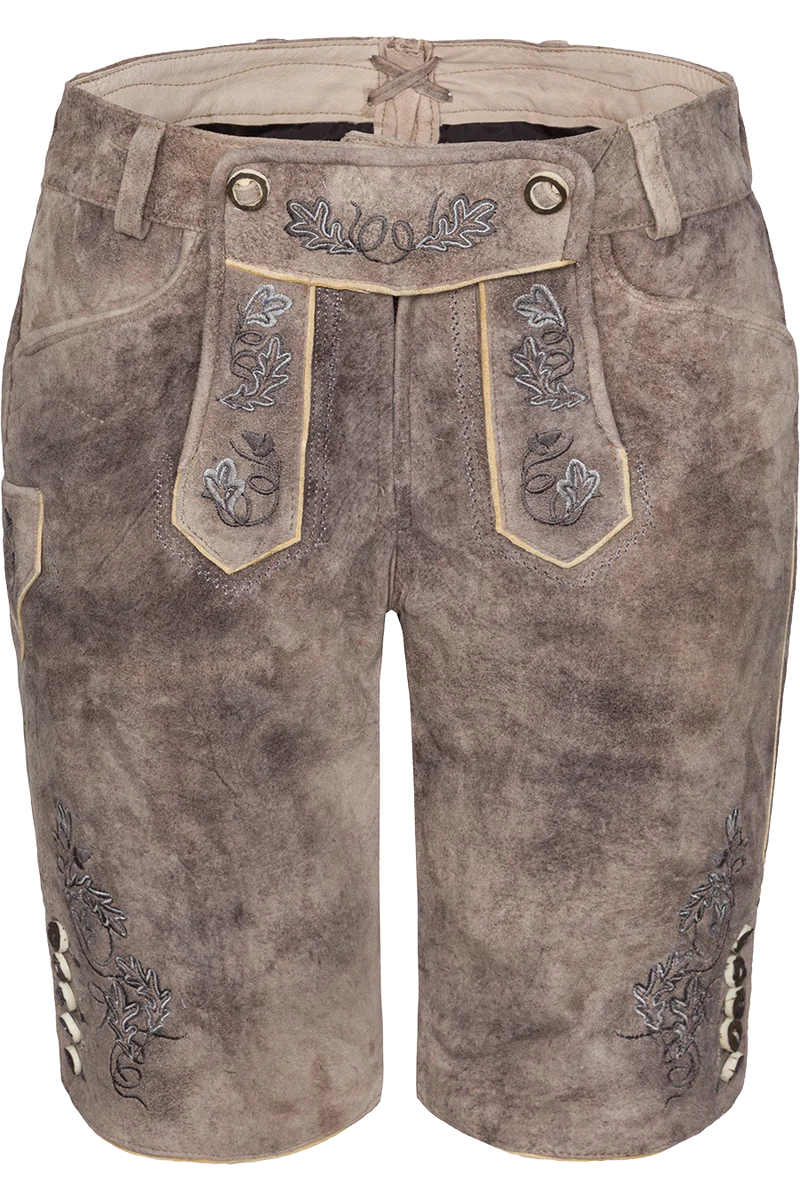 Damen Lederhose kurz mit dekorativem Hosenlatz