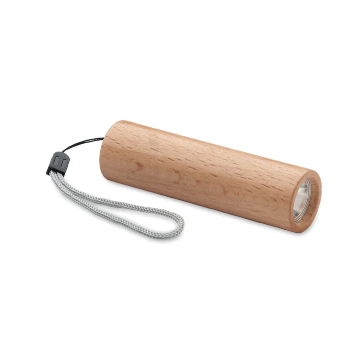 Aufladbare Taschenlampe aus Buchenholz