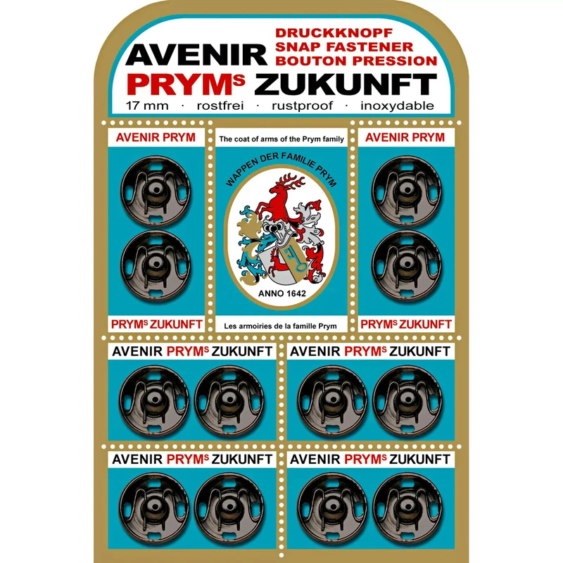 Druckknopf zum Annähen Schwarz 17 mm – Metallknopf DRUCK-17