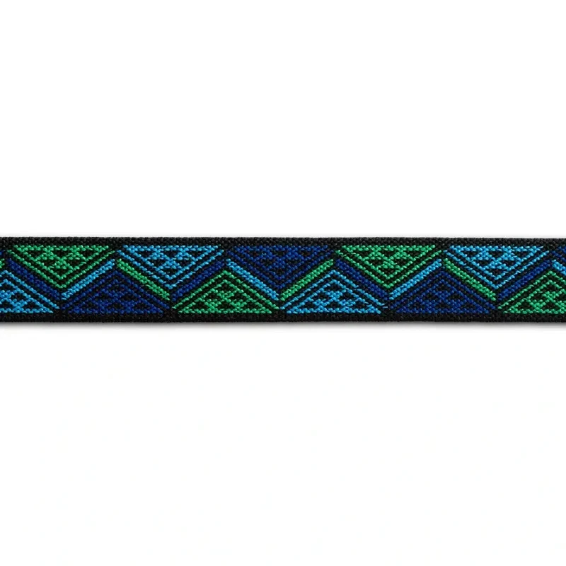 Gummiband schwarz mit grün blauem Zick-Zack