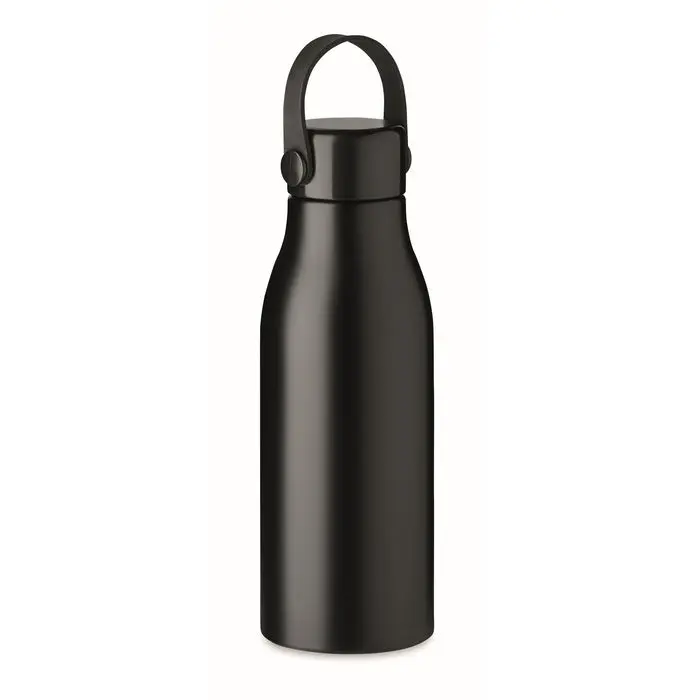NAIDON Schwarze Aluminium-Trinkflasche, 650 ml, Sportlich & Elegant