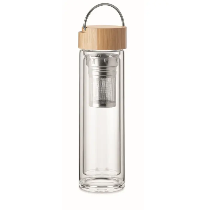 BATAMI Klare Glas-Trinkflasche, 400 ml, Hygienisch & Elegant