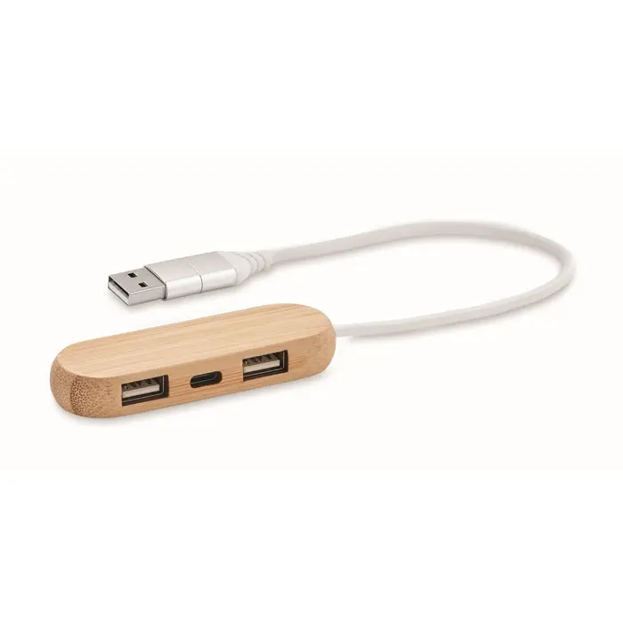 VINA C 3-Port USB 2.0 Hub aus Holz: Stilvolle Erweiterung für Ihren Arbeitsplatz