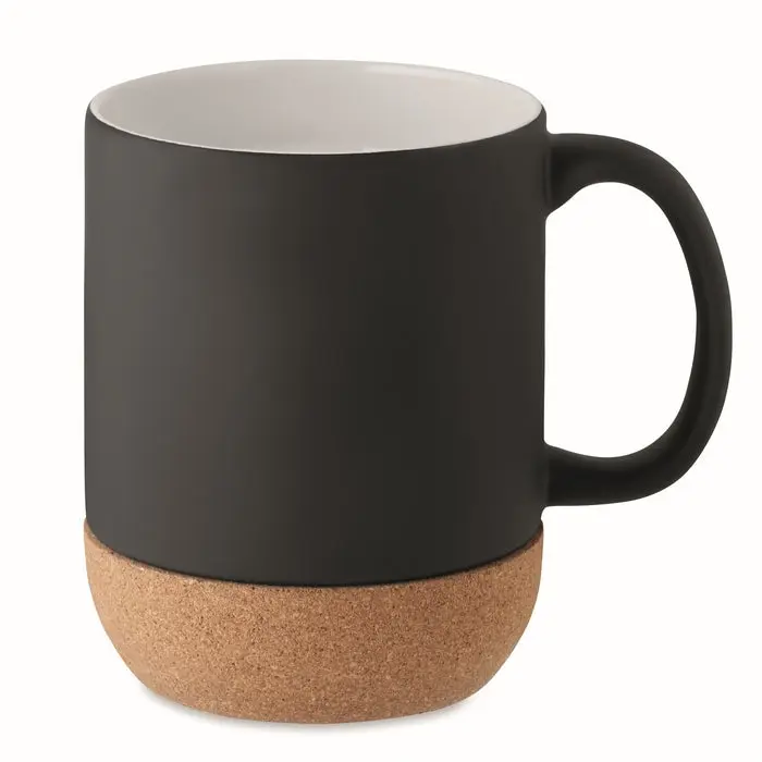MATT Kaffeebecher 300ml mit Korkummantelung, Schwarz, Trendig & Praktisch