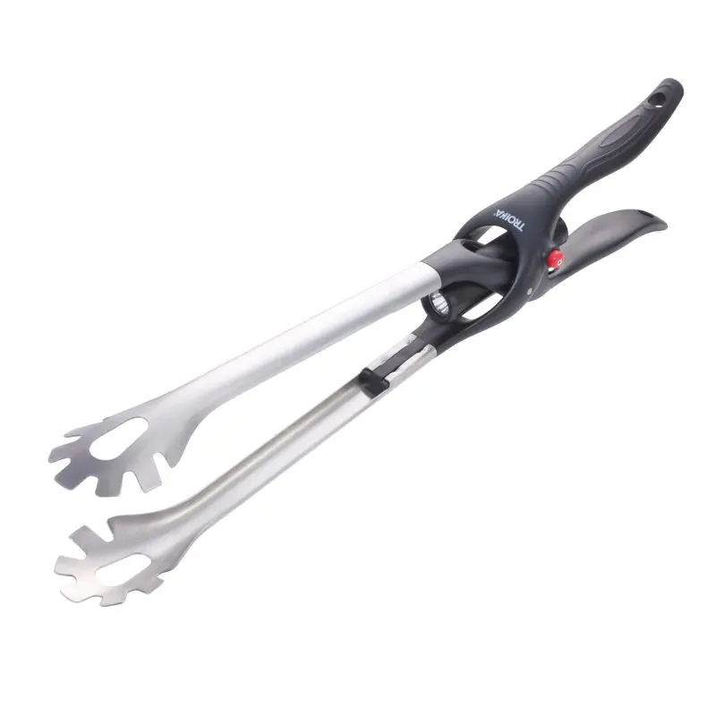 Troika BBQ Grillzange mit Licht, rot-schwarz-silber, multifunktionales Grillwerkzeug