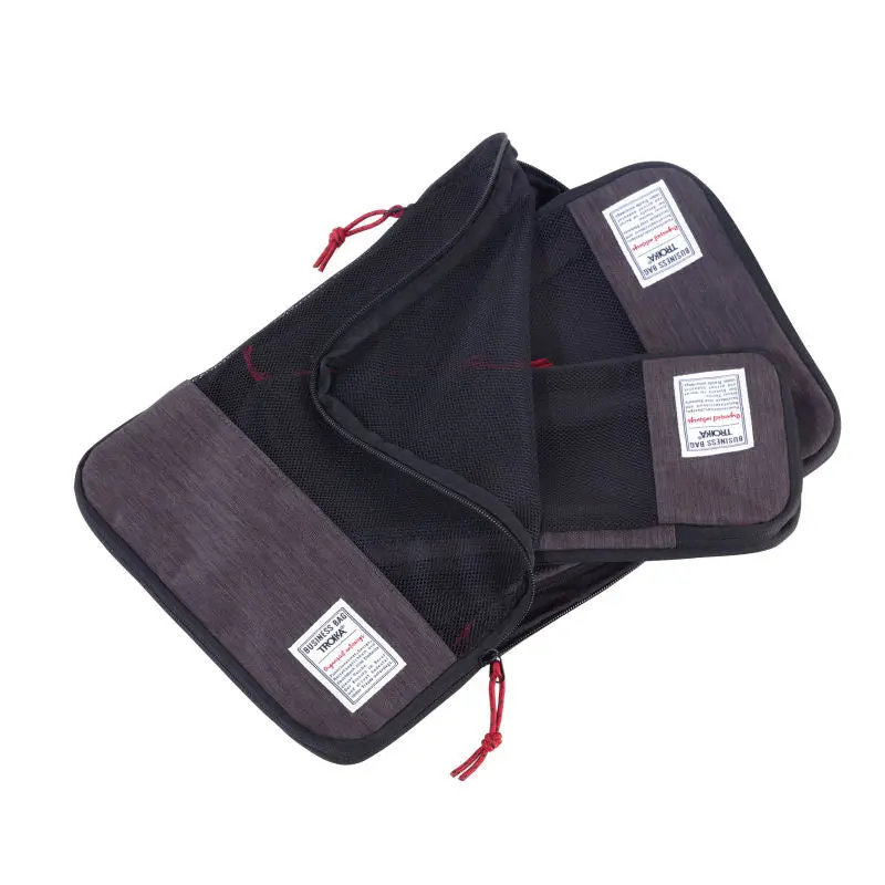 Troika BUSINESS PACKING CUBES Kompressions-Reiseset – Anthrazit & Schwarz
