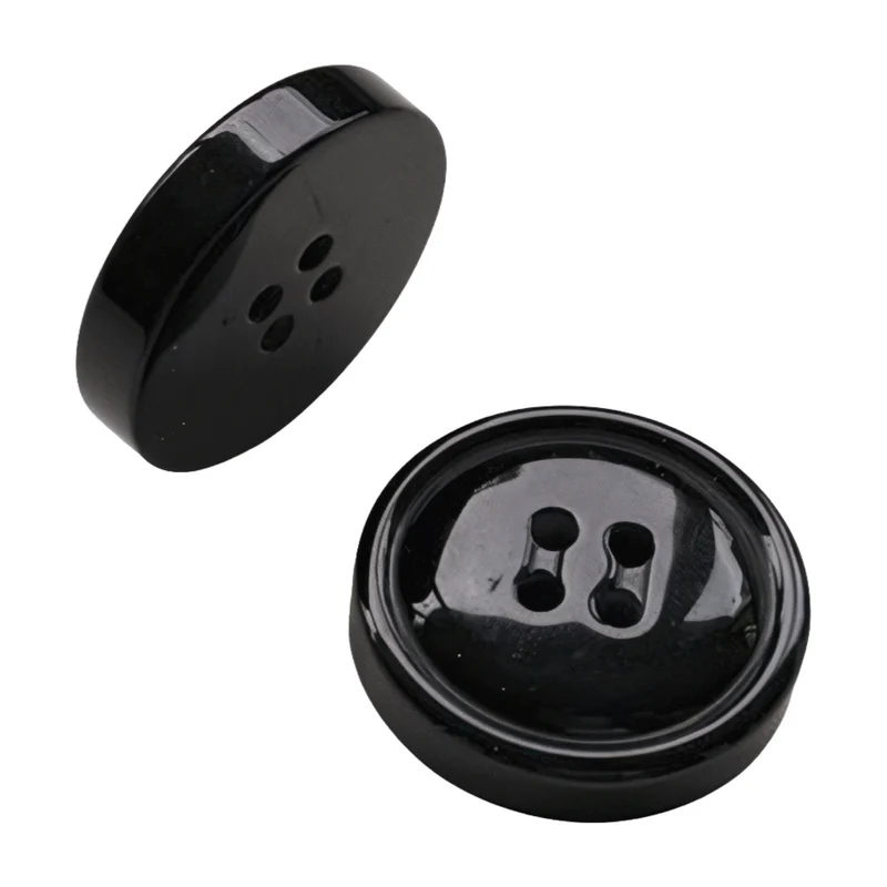 Hornimitatknopf Schwarz 4-Loch-Knopf – Mantelknopf HI-1