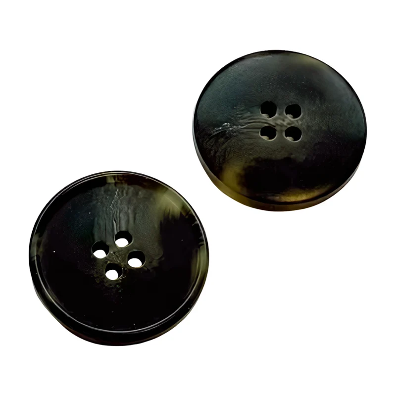Hornimitatknopf Dunkelgrau 4-Loch-Knopf – Mantel- und Jackenknopf HI-124