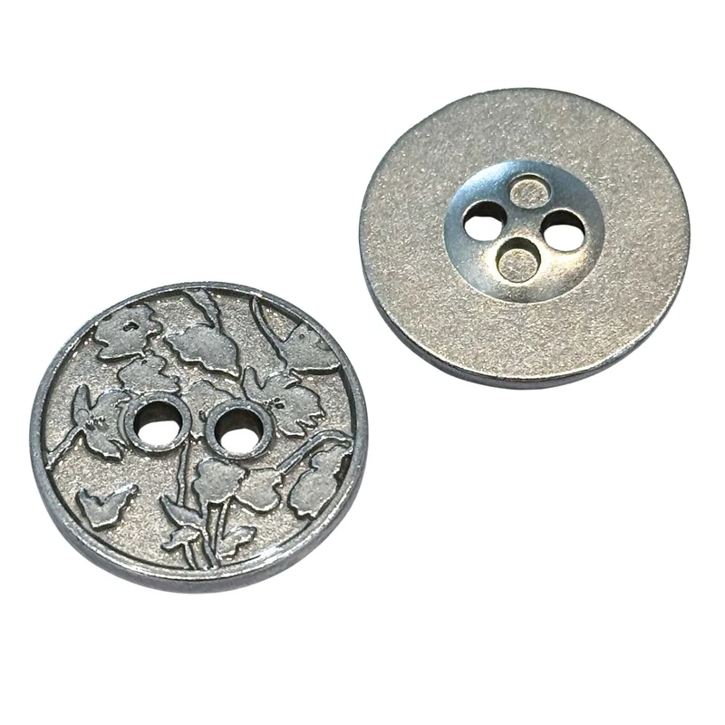 Metallknopf Blumenmotiv Muster Silber – Trachtenknopf MK-28-S