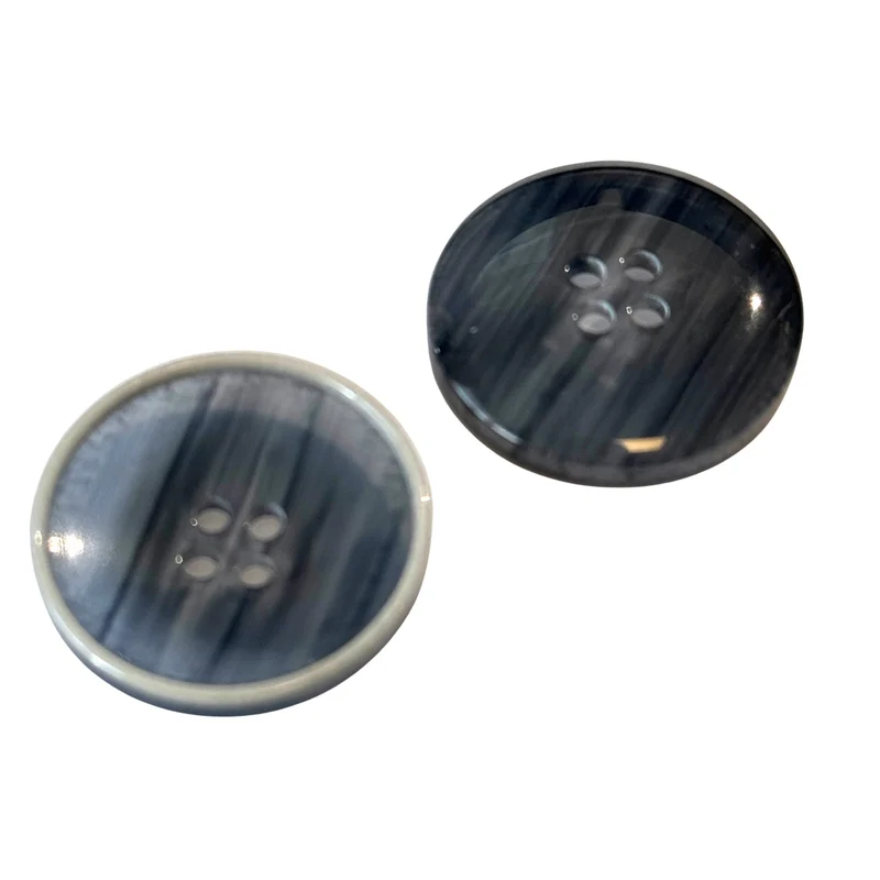 Hornimitatknopf Grau-Blau 4-Loch-Knopf – Blazer- und Sakkoknopf HI-128