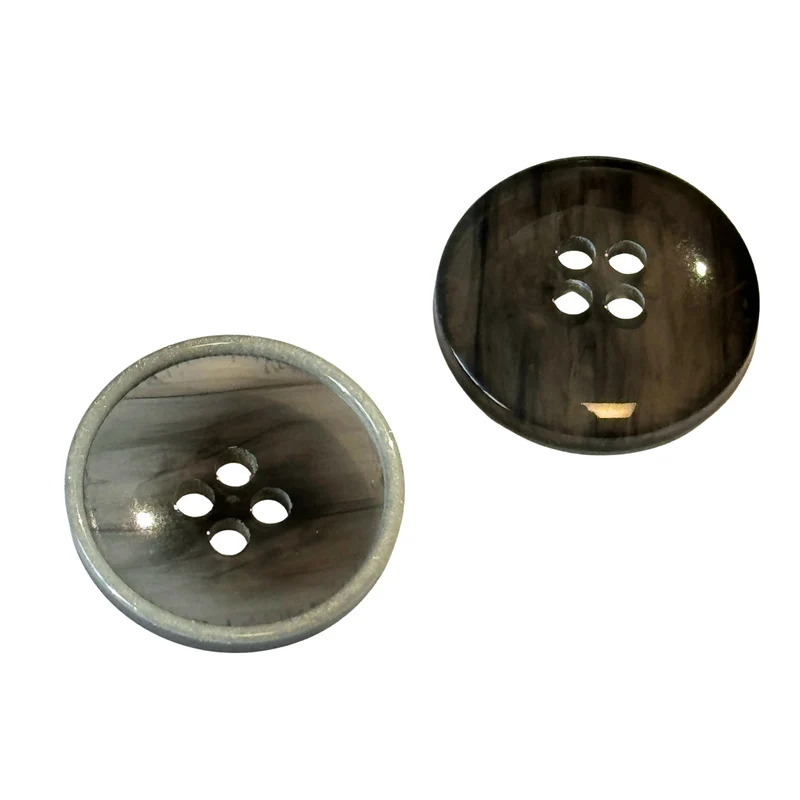 Hornimitatknopf Dunkelgrau 4-Loch-Knopf – Blazer- und Sakkoknopf HI-128
