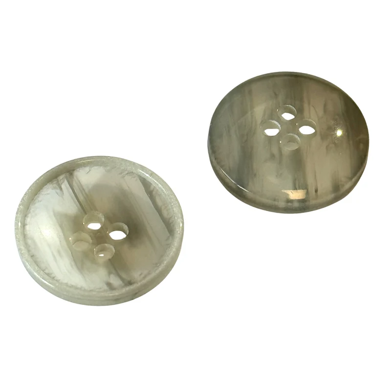 Hornimitatknopf Grau 4-Loch-Knopf – Blazer- und Sakkoknopf HI-128