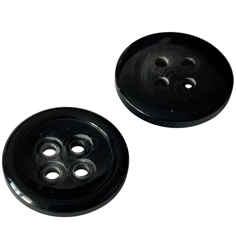 Hornimitatknopf Schwarz 4-Loch-Knopf – Mantel- und Jackenknopf HI-129