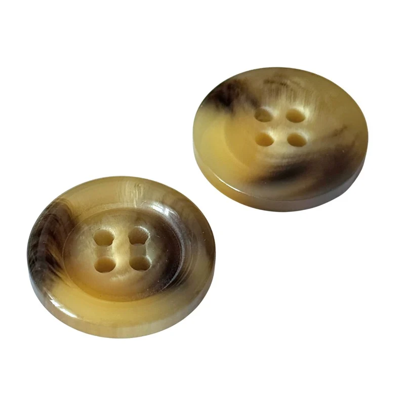 Hornimitatknopf Beige-Braun 4-Loch-Knopf marmoriert – Trachten- und Lodenknopf HI-130