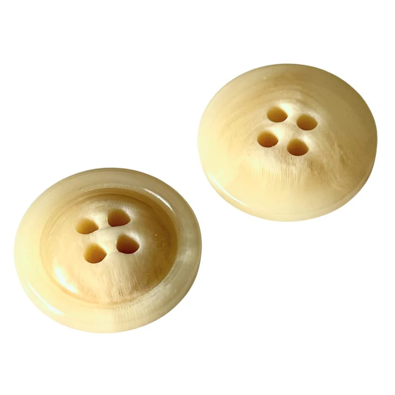 Hornimitatknopf Beige 4-Loch-Knopf mit Fadenrille – Mantel- und Jackenknopf HI-132