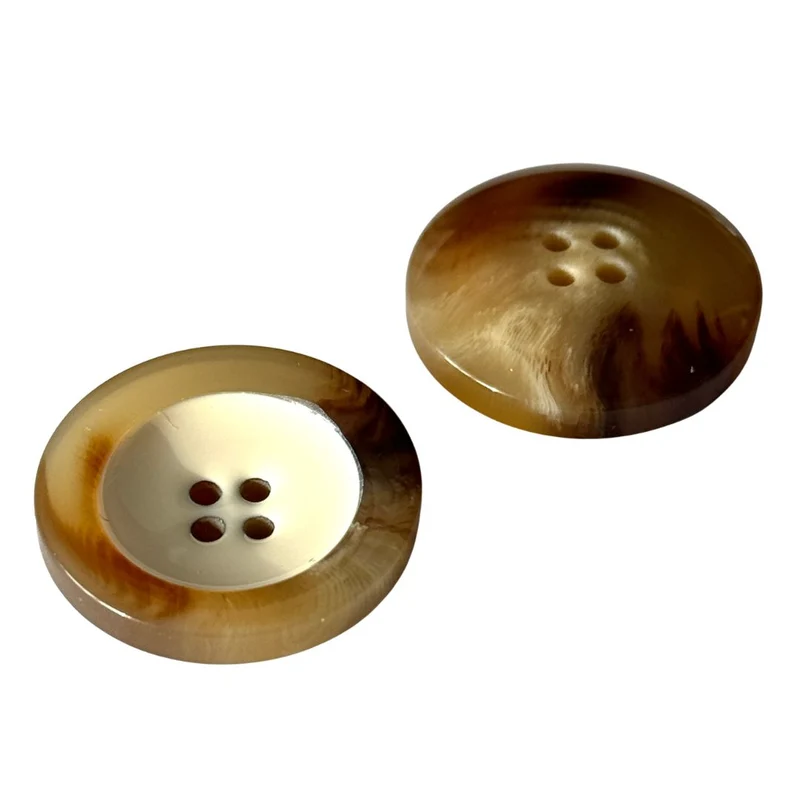 Hornimitatknopf Beige-Braun 4-Loch-Knopf marmoriert – Blazer- und Sakkoknopf HI-131