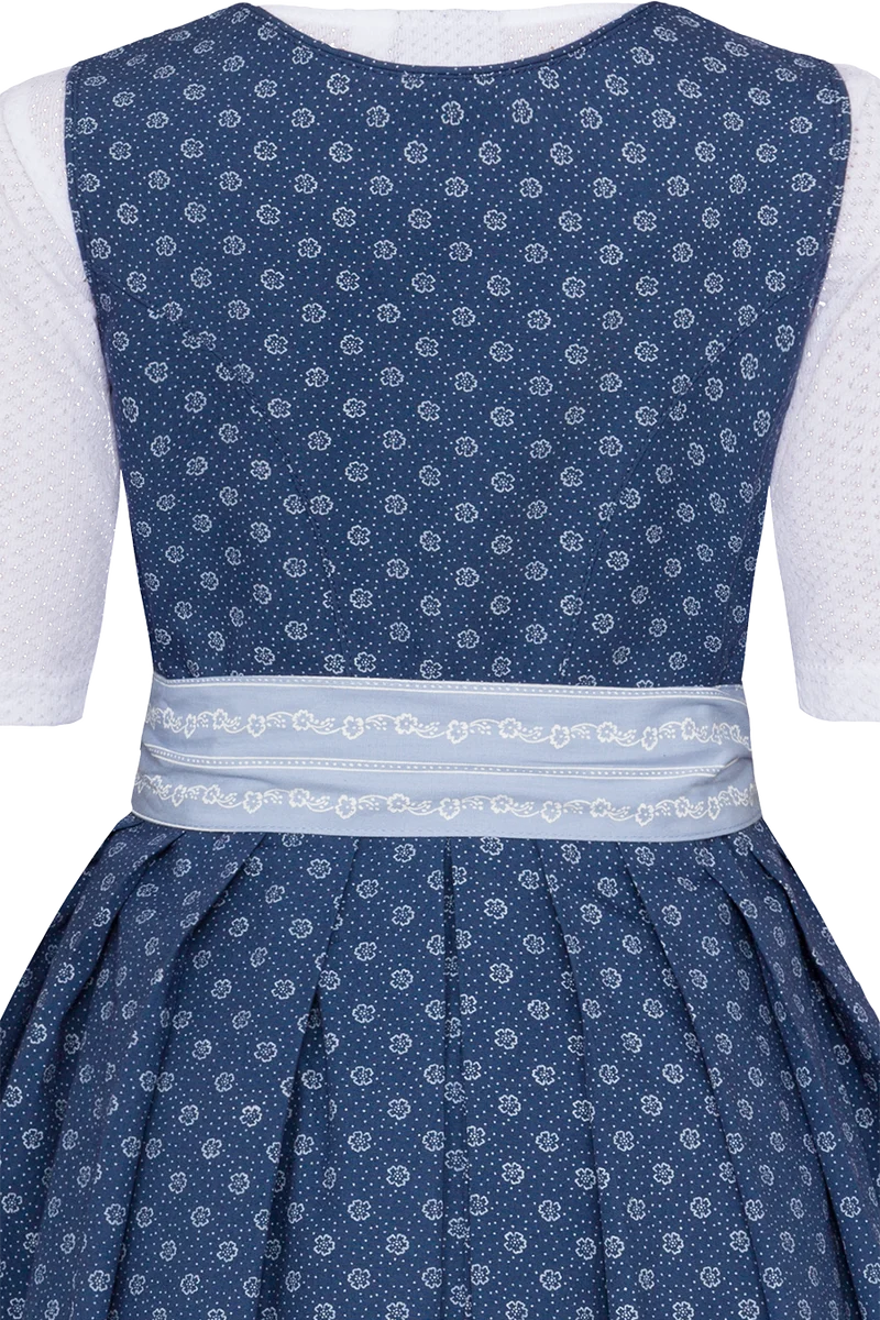 Kinderdirndl mit floralem Muster und Perlmuttknöpfen - dunkelblau