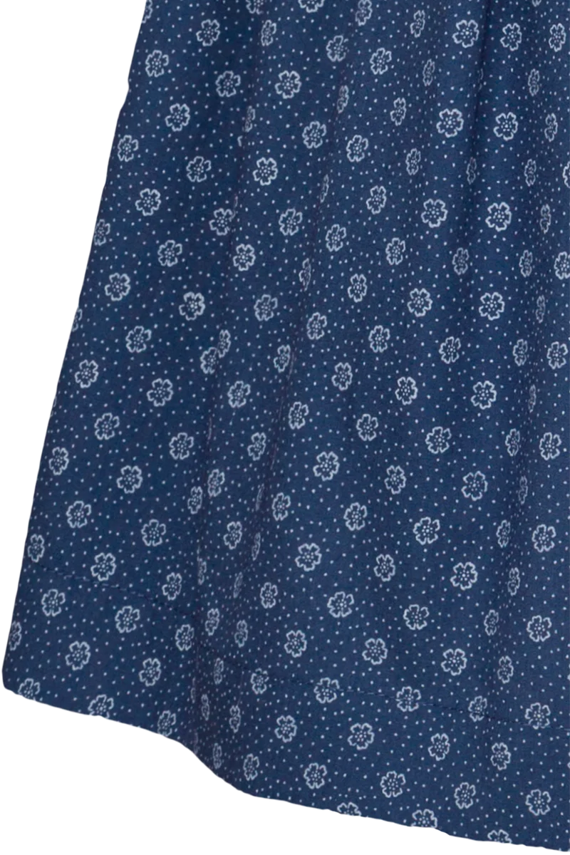 Kinderdirndl mit floralem Muster und Perlmuttknöpfen - dunkelblau