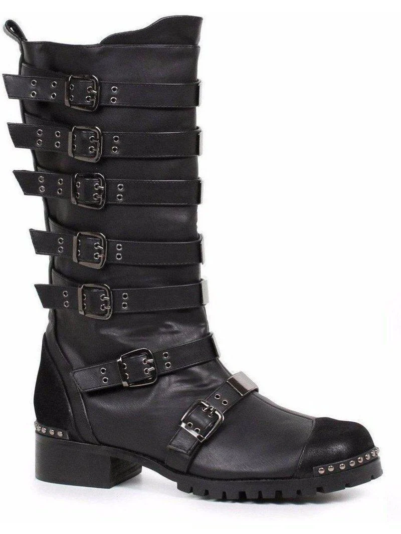 Ellie Shoes 158-Punk 1.5" Herren-Kniestiefel mit dekorativen Details in Braun und Schwarz