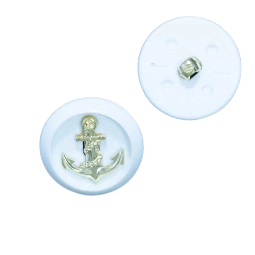 Ösenknopf Anker Weiß Silber – Kunststoffknopf KW-18