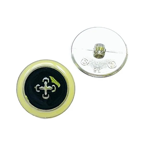 Ösenknopf 4-Loch-Optik Silber-Schwarz – Kunststoffknopf KGO-54