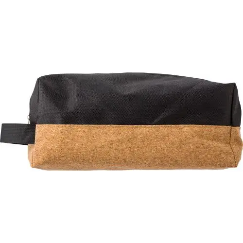 Lynn Kulturtasche aus Polyester & Kork in Schwarz - Stilvoll & Umweltbewusst, 100 Zeichen