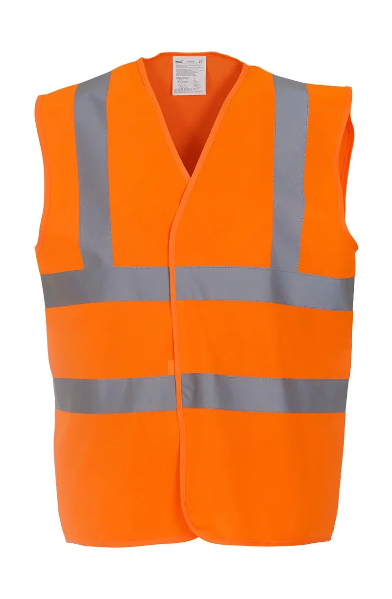 Fluo Sicherheitsweste mit 2 Bändern und Trägern