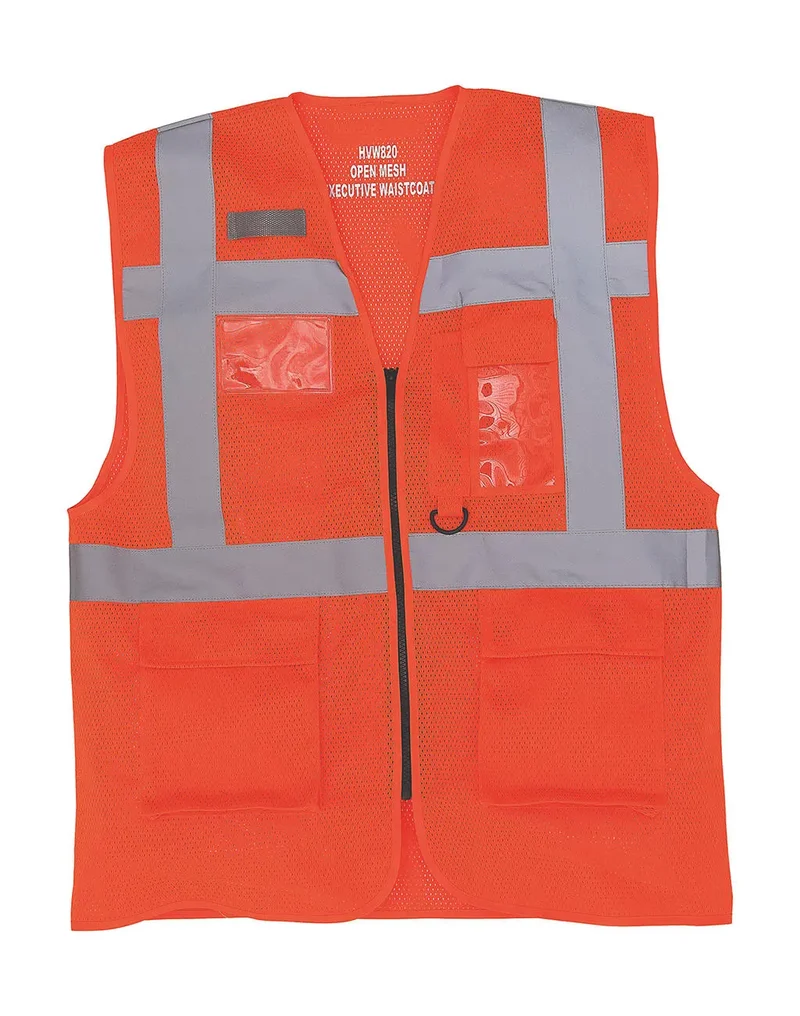 Fluoreszierende offene Mesh-Weste für Führungskräfte