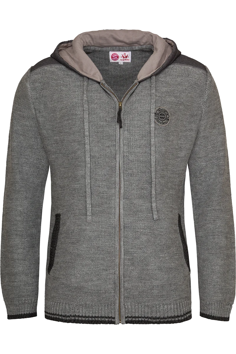 FC-Bayern Herren Trachtenstrickjacke sportiv mit Kapuze