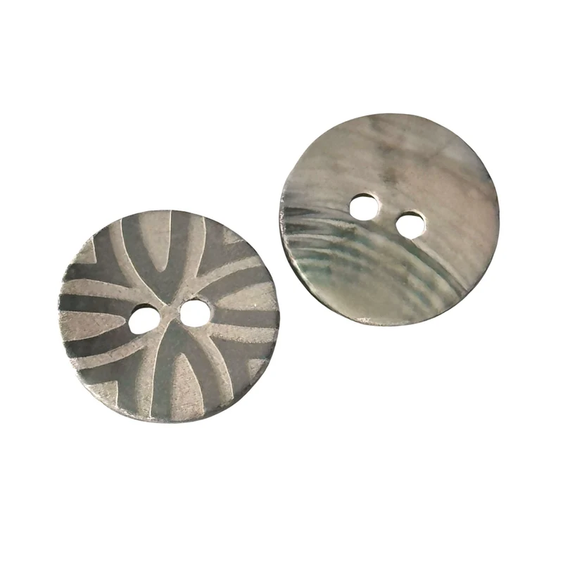 Perlmuttknopf Natur Silberfarben/Grau 2-Loch 18 mm – PL-3-A-SILBER-Grau