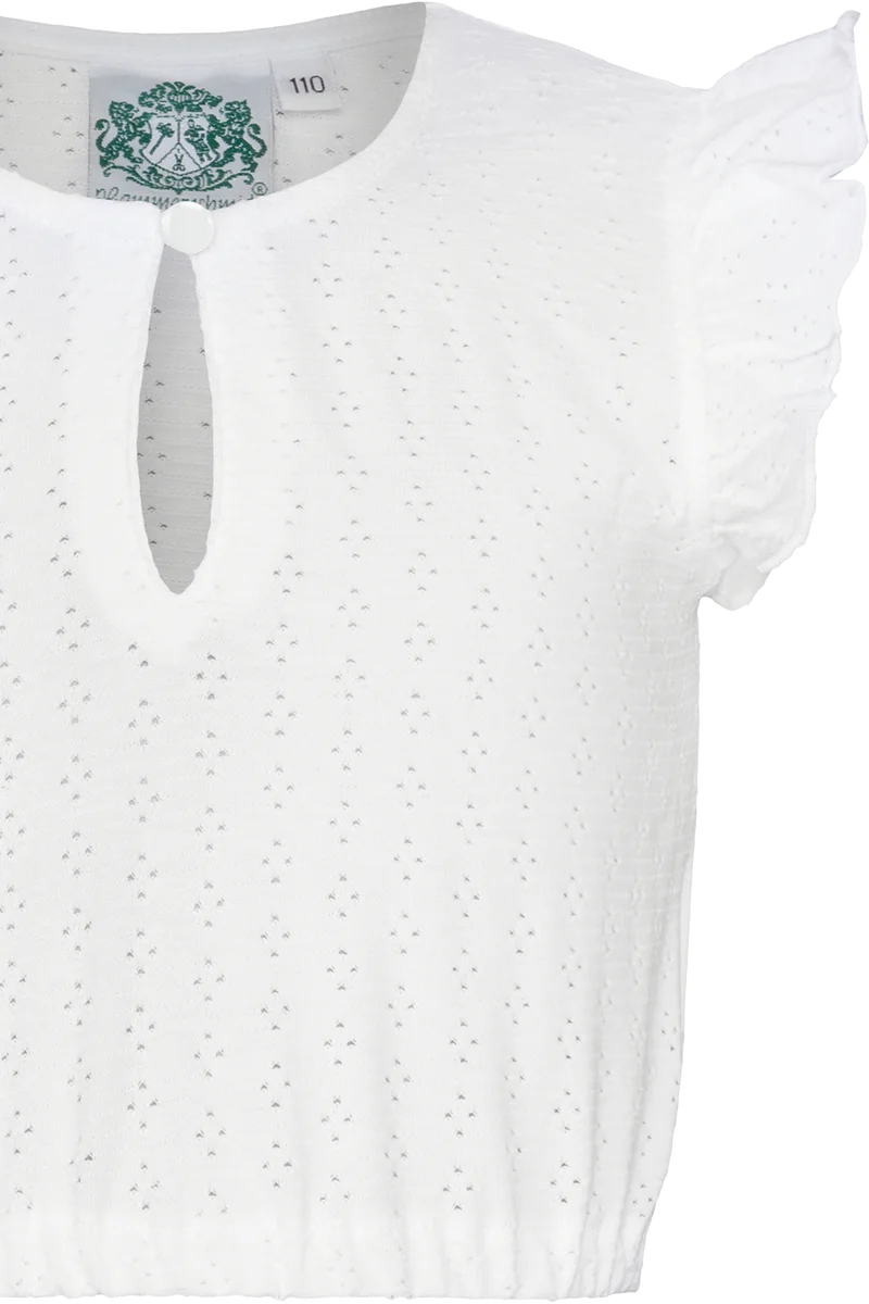 Kinder Dirndlbluse mit Flügelärmeln und Lochmuster