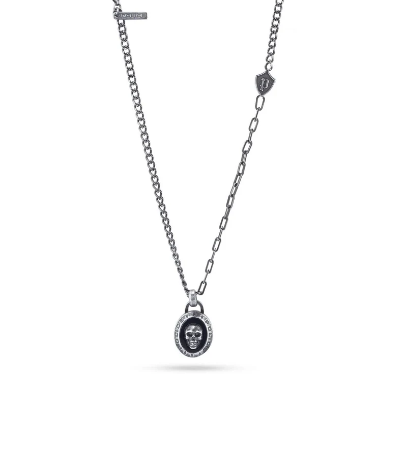 POLICE Herren Kette Silber Totenkopf Anhänger PEAGN2212112