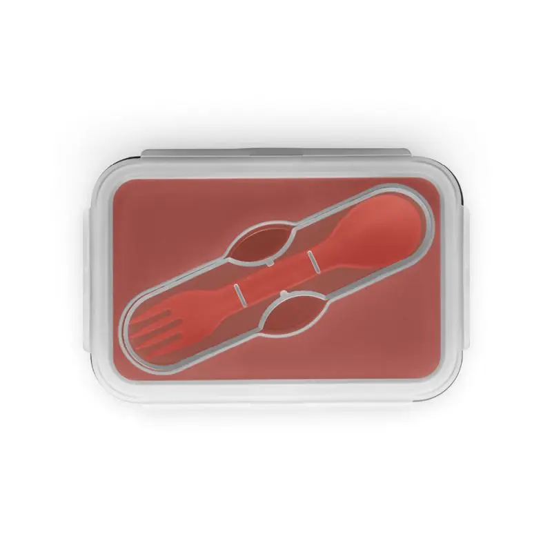 SAFFRON Lunchbox Faltbarer luftdichter Frischhaltebehälter aus Silikon und PP 640ml - rot